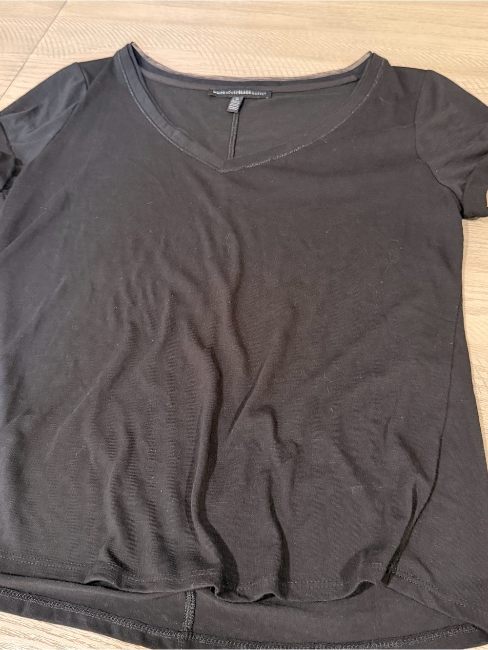 White House Black Market Black Short Sleeve V-Neck Top